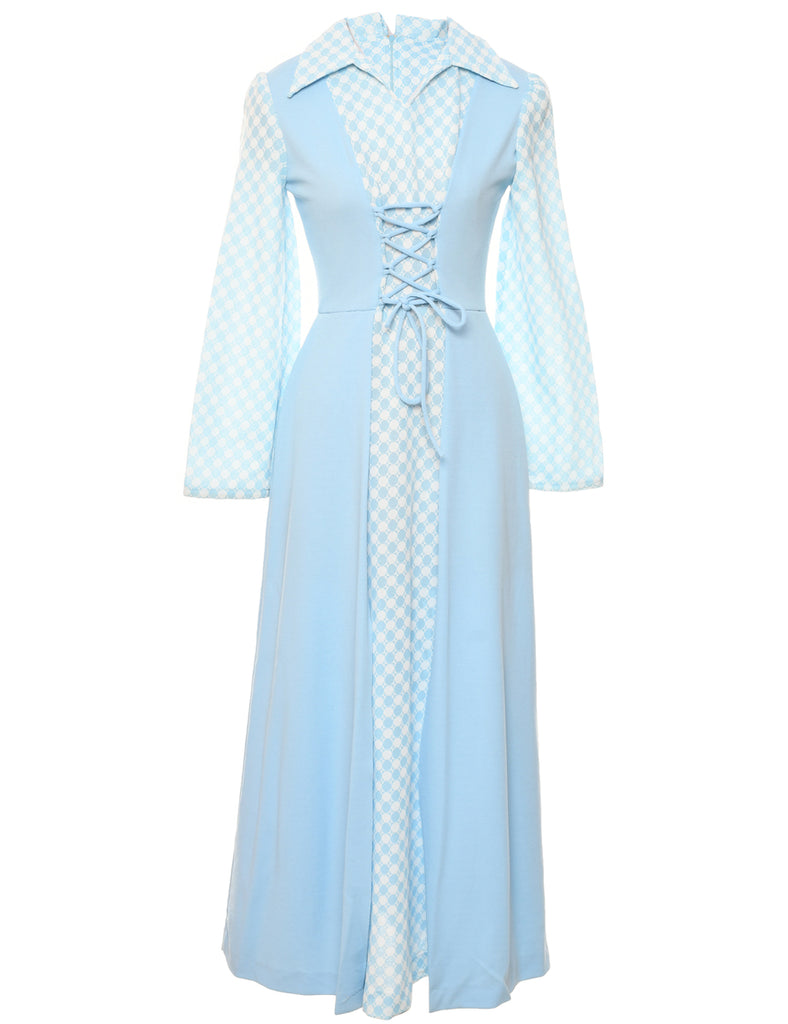 1970s Light Blue Maxi Dress - S