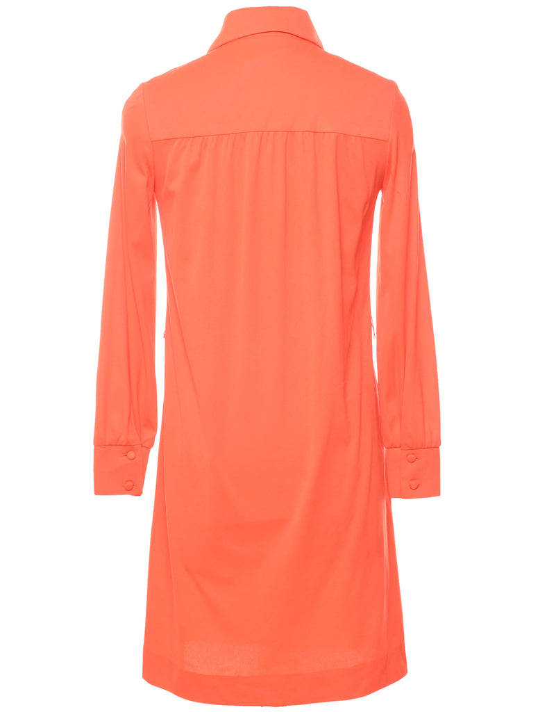 1970s Orange Shirt Dress - M