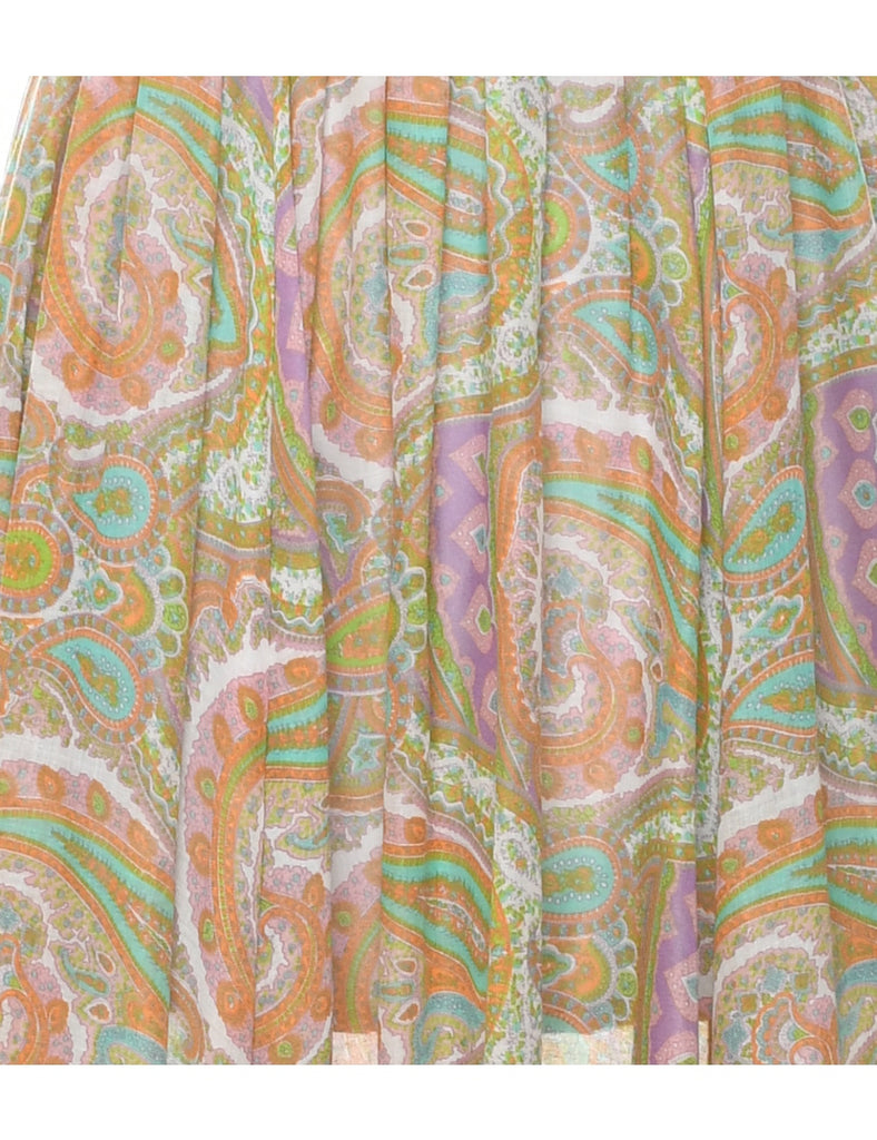 1970s Paisley Pattern Maxi Dress - S