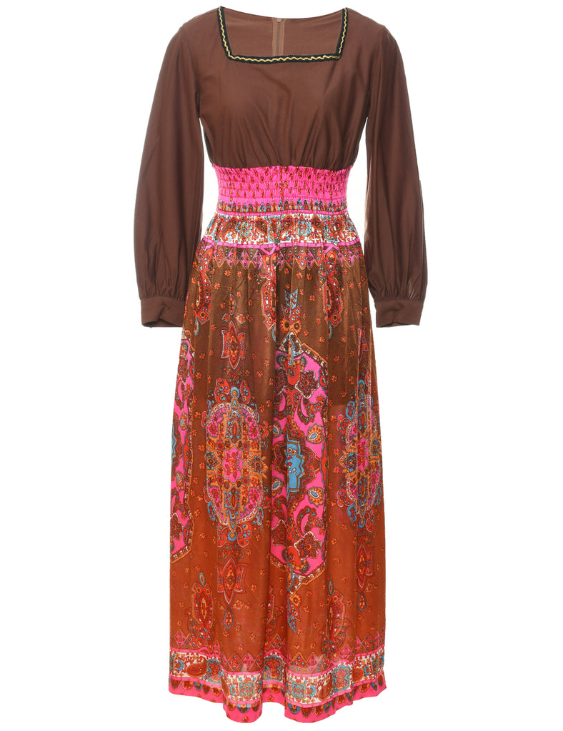 1970s Paisley Print Maxi Dress - XS