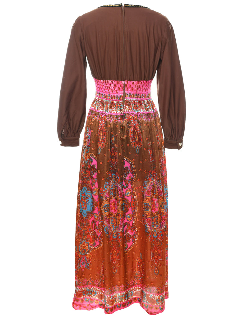 1970s Paisley Print Maxi Dress - XS