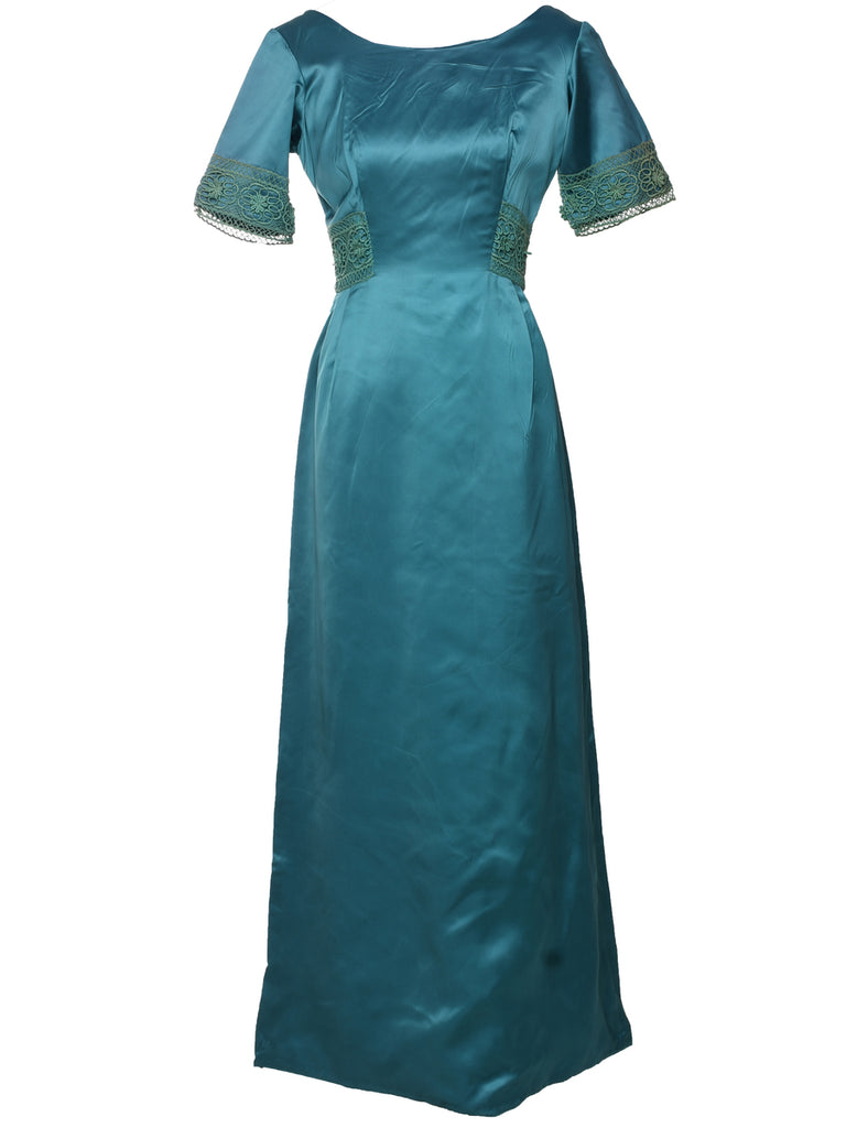 1970s Teal Maxi Dress - S