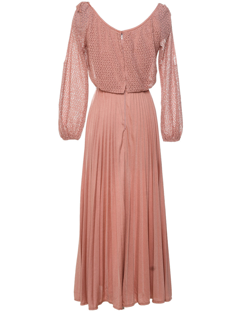 1970s Terracotta Maxi Dress - S