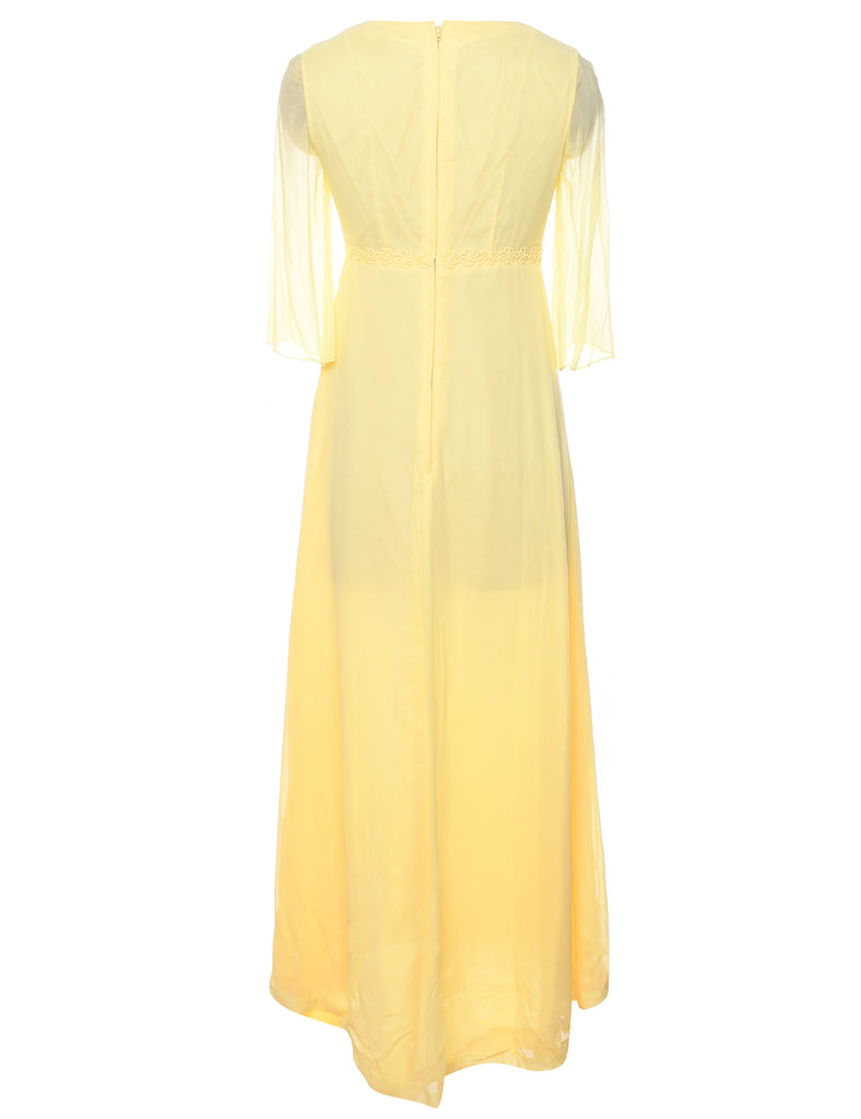 1970s Yellow Sheer Sleeved Maxi Dress - S