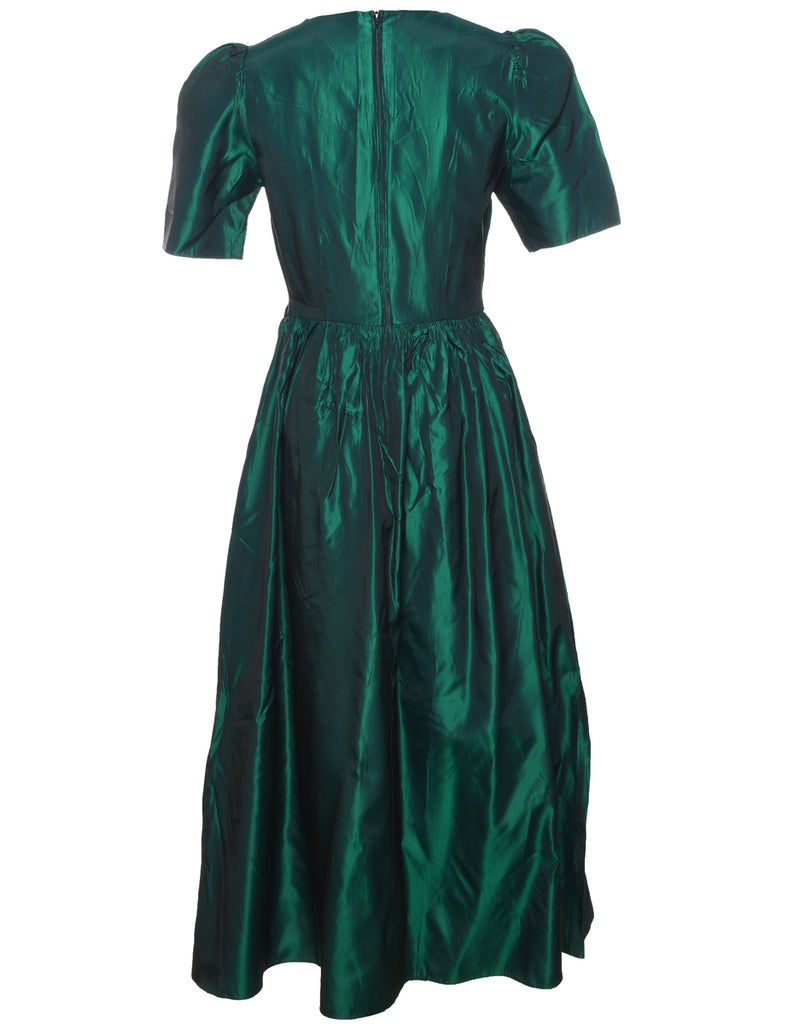 1980s Dark Green Evening Dress - S