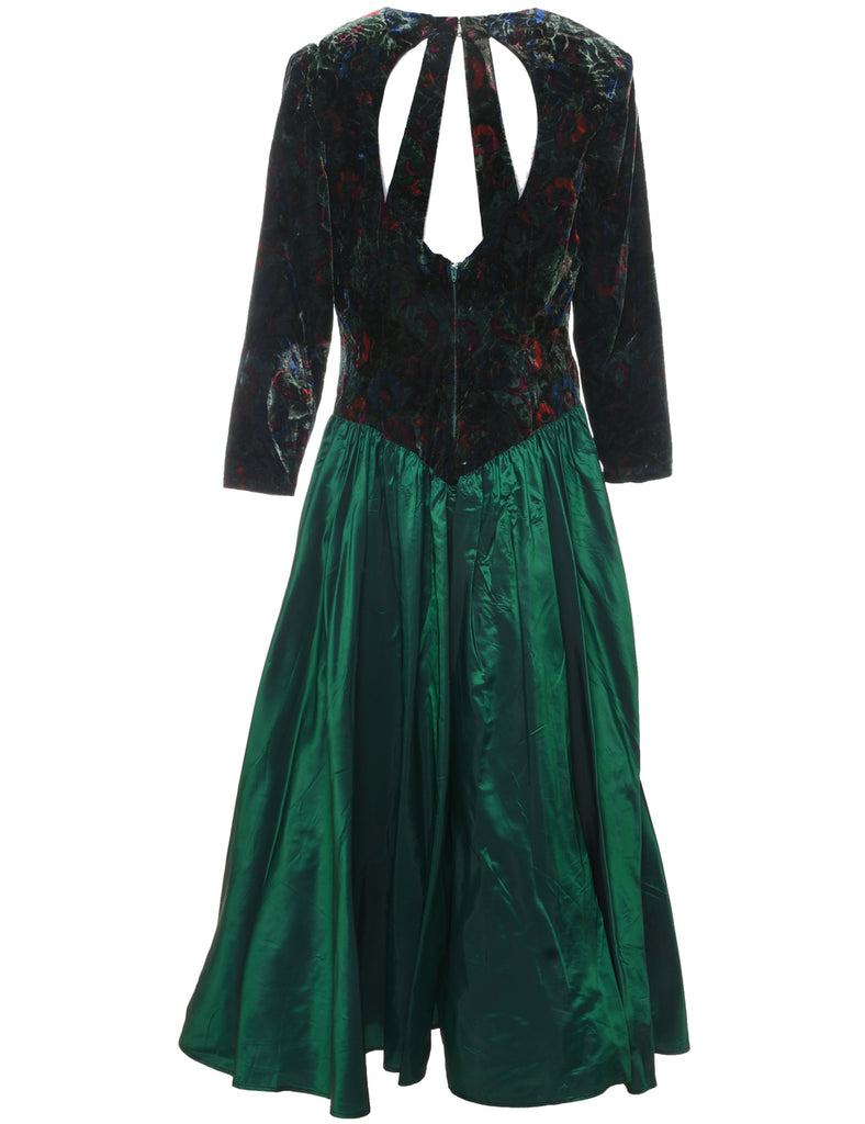 1980s Dark Green Evening Dress - L