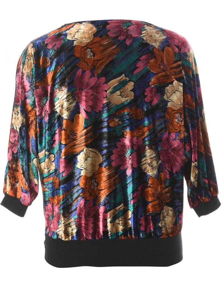 1980s Floral Evening Top - L