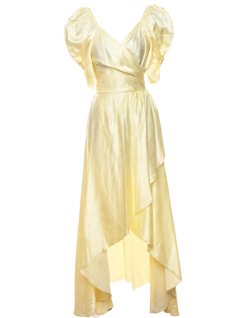 1980s Pale Yellow Evening Dress - XS