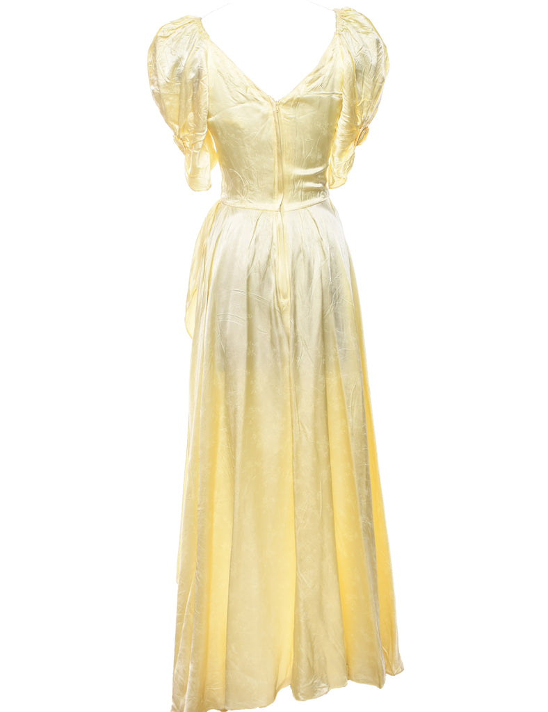 1980s Pale Yellow Evening Dress - XS