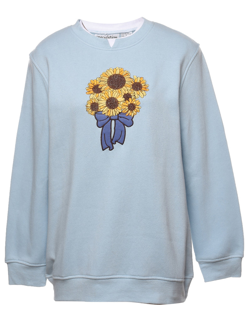 1990s Sunflower Design Sweatshirt - S