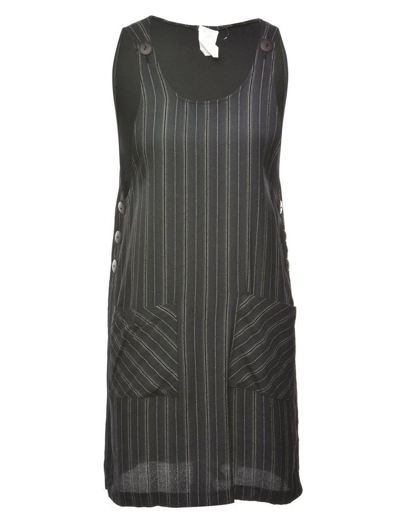 2000s Pinstriped Pinafore Dress - S