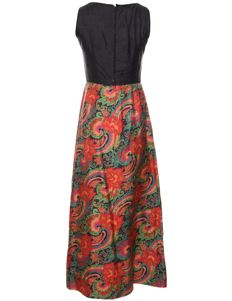 Abstract Pattern 1970s Multi-Colour Maxi Dress - M