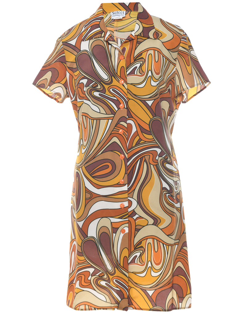 Abstract Pattern Shirt Dress - XL