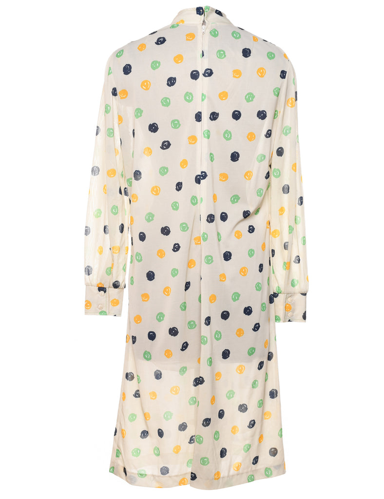 Abstract Spot Print 1970s Midi Dress - L