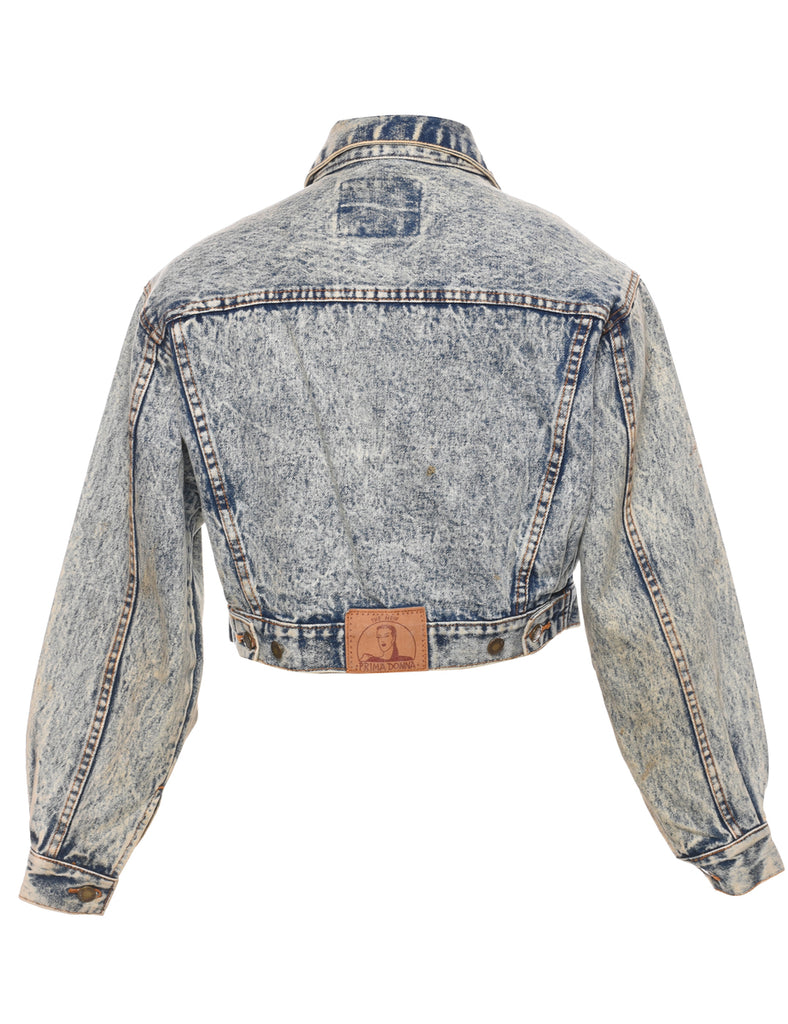 Acid Wash Cropped Denim Jacket - M