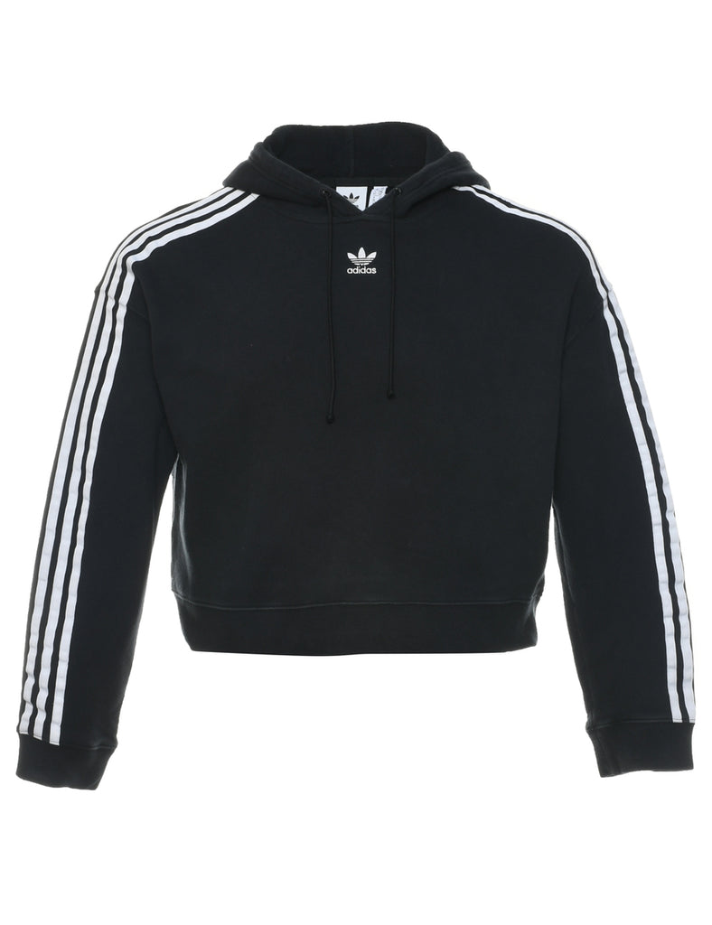 Adidas Cropped Black Hooded Sweatshirt - S