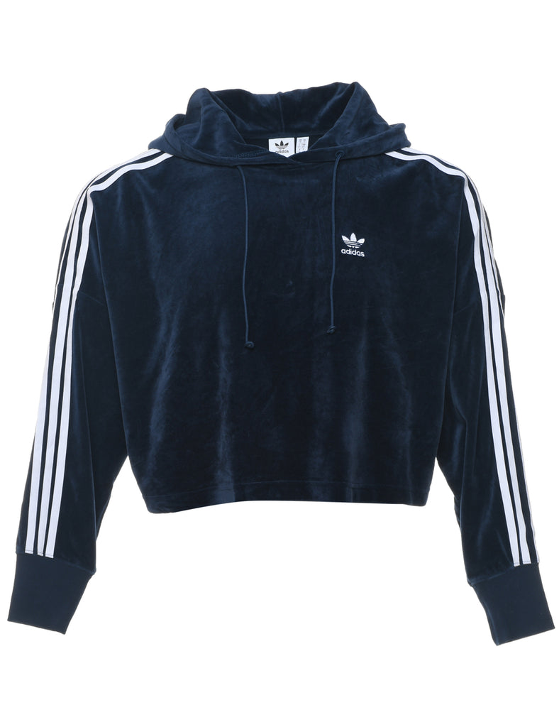 Adidas Navy Velour Embroidered Sweatshirt - S