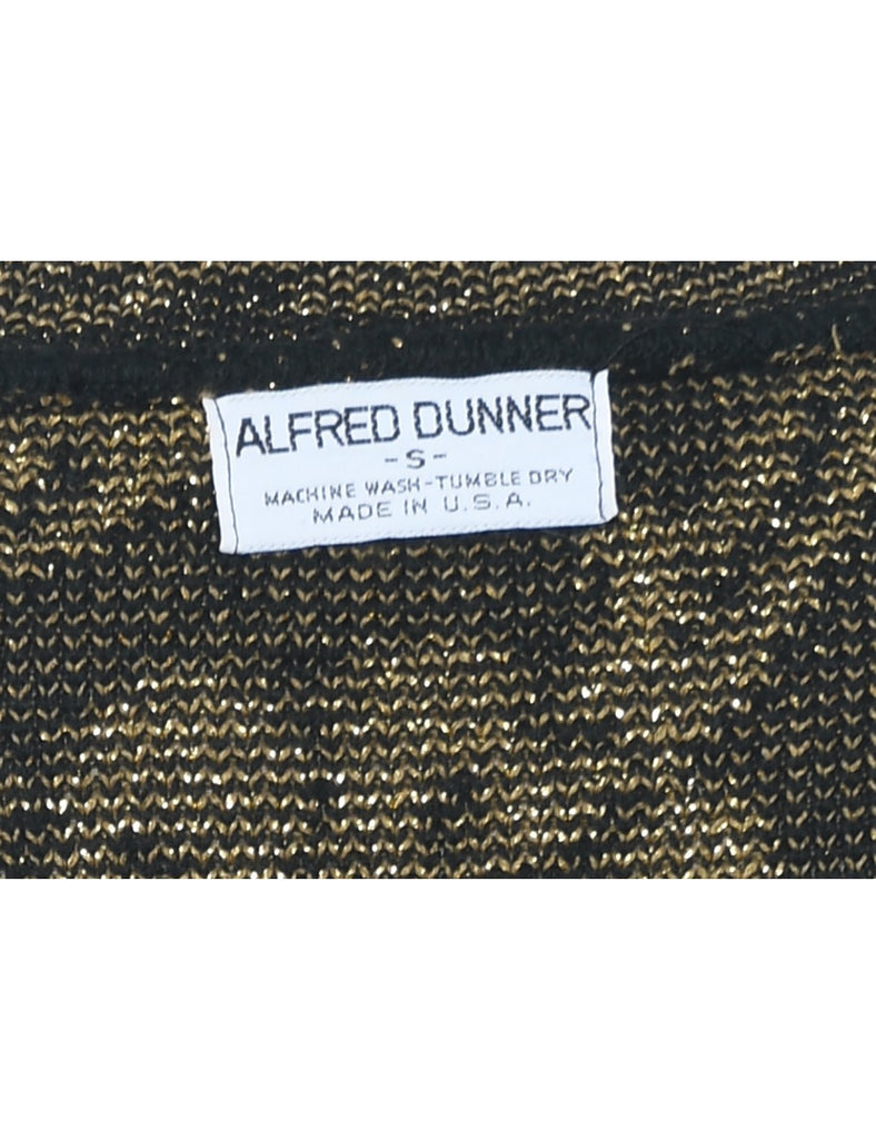 Alfred Dunner Lurex Thread Pattern Black & Gold Sparkly Jumper - S