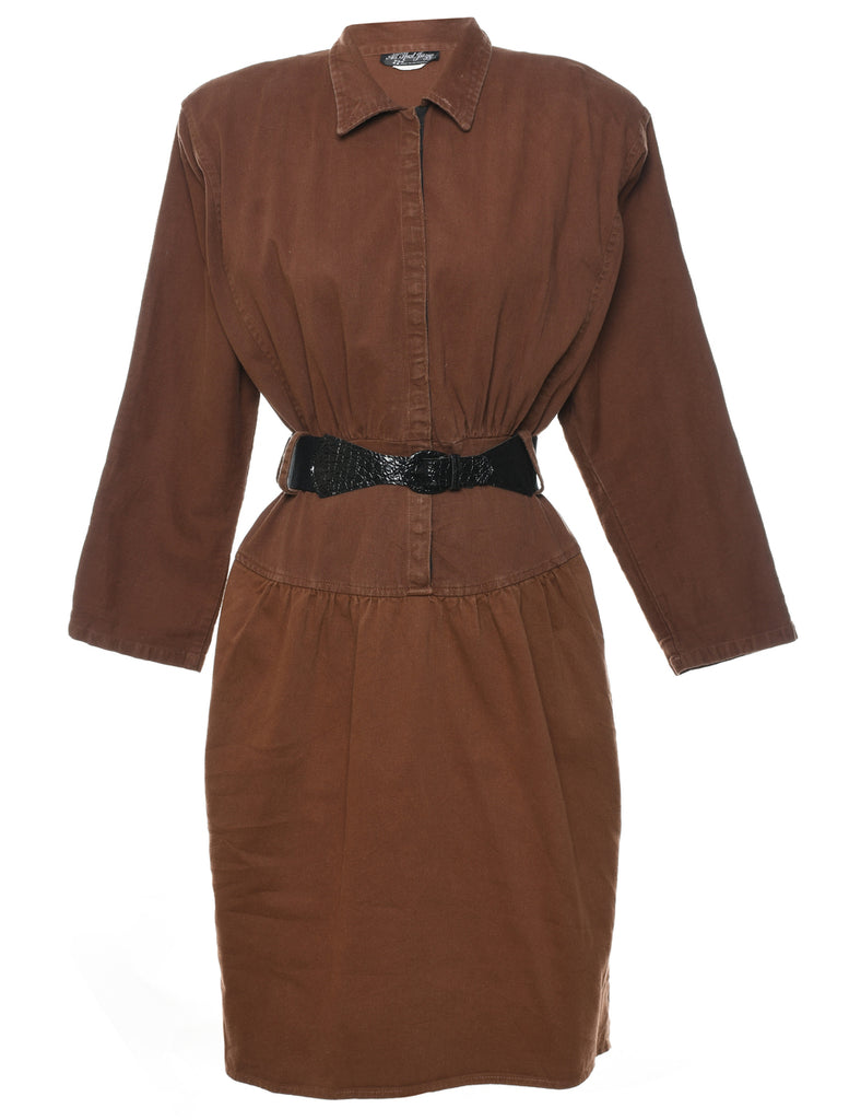 All That Jazz Brown Shirt Dress - M