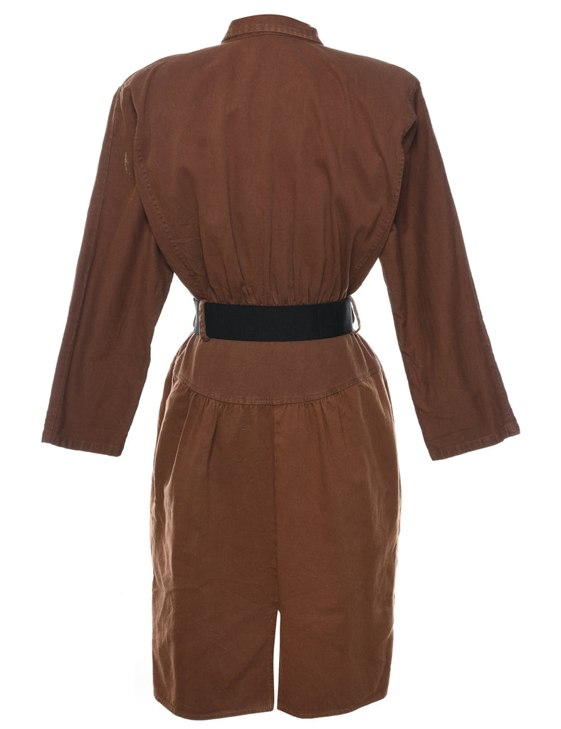 All That Jazz Brown Shirt Dress - M