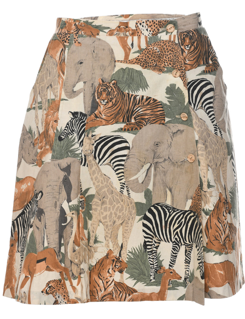 Animal Print A-line Skirt - L