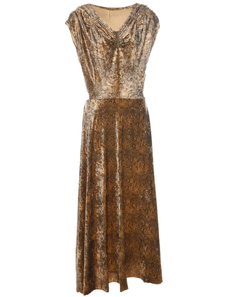 Animal Print Evening Dress - L