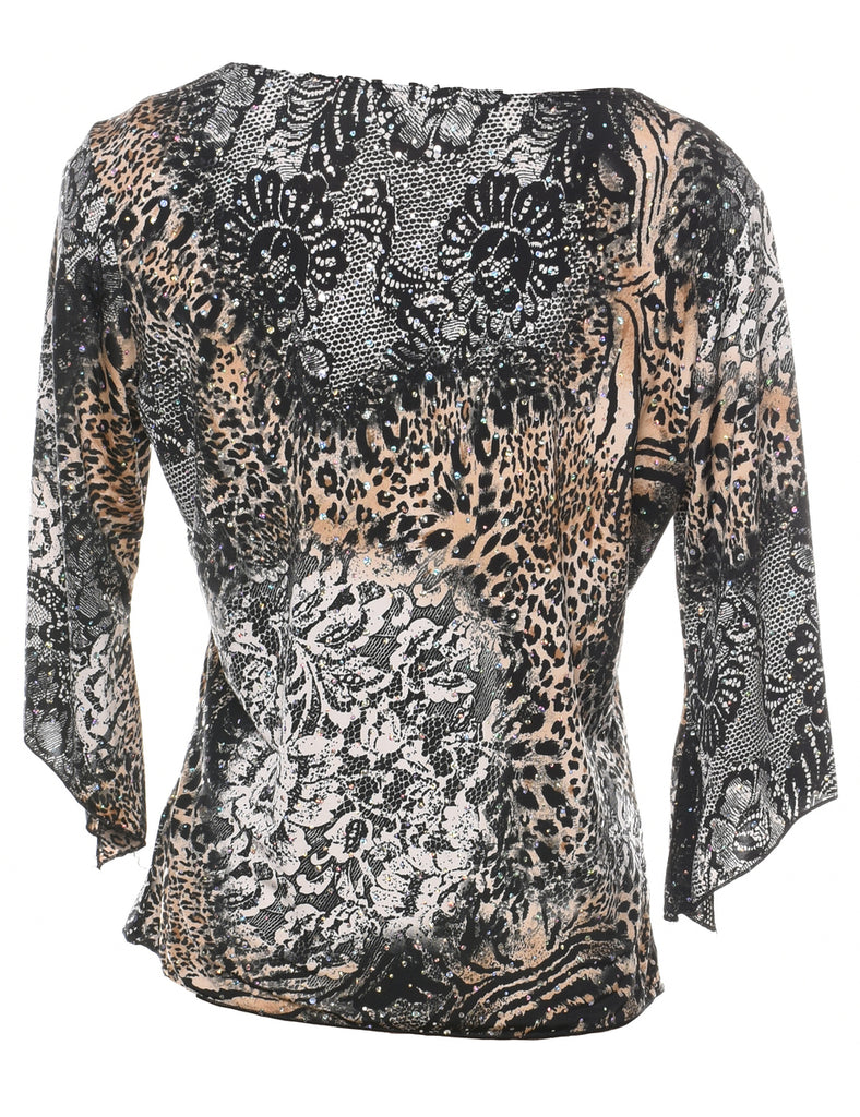 Animal Print Evening Top - M