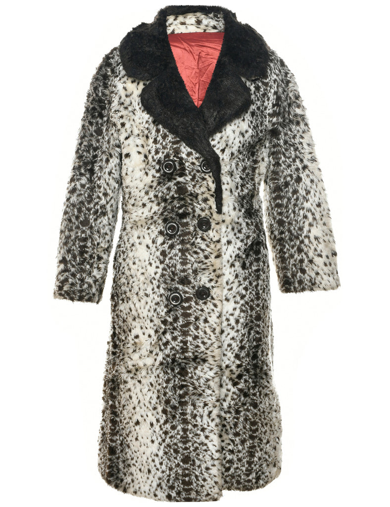 Animal Print Faux Fur Coat - M