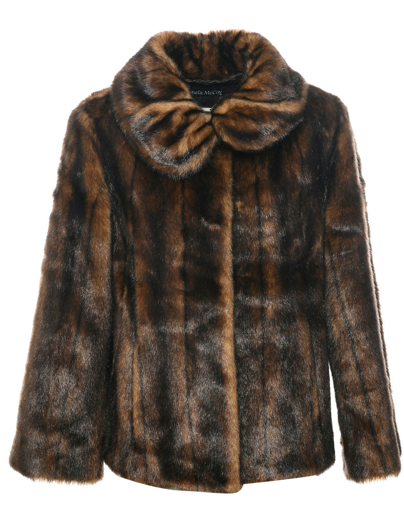 Animal Print Faux Fur Coat - M