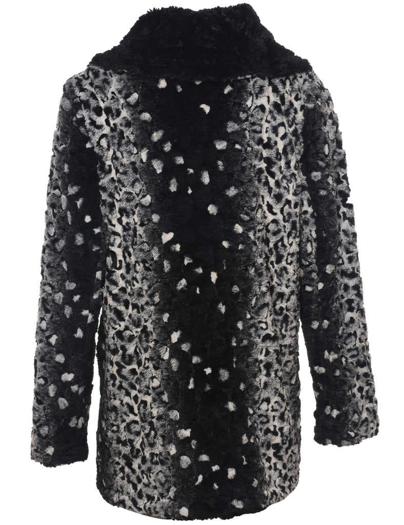 Animal Print Faux Fur Coat - L