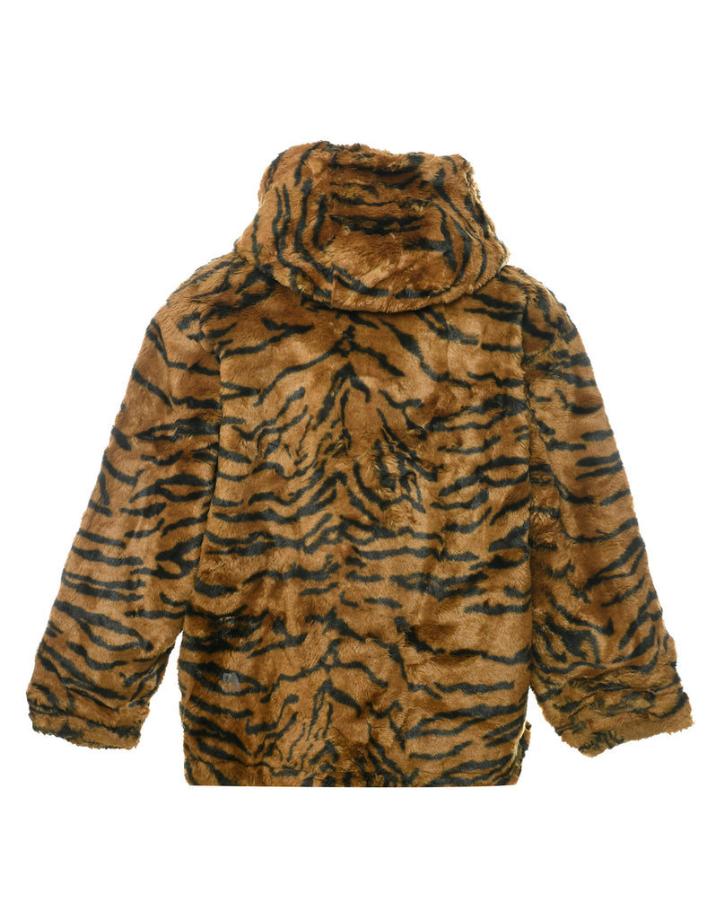 Animal Print Faux Fur Jacket - L