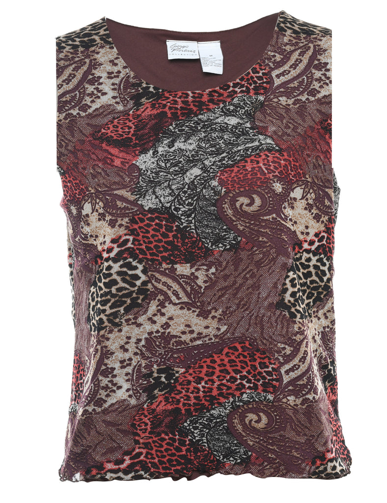 Animal Print Multi-Colour 1990s Top - M