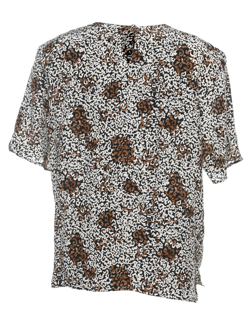 Animal Print Multi-Colour Silk Top - L