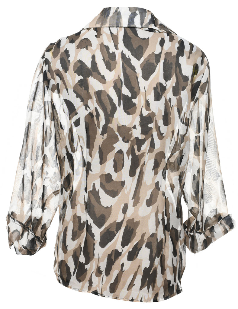 Animal Print Sheer Effect Shirt - XL