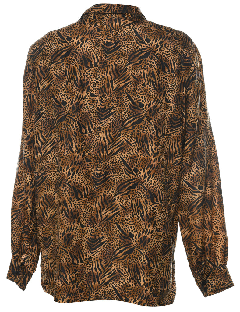 Animal Print Silk Blouse - M