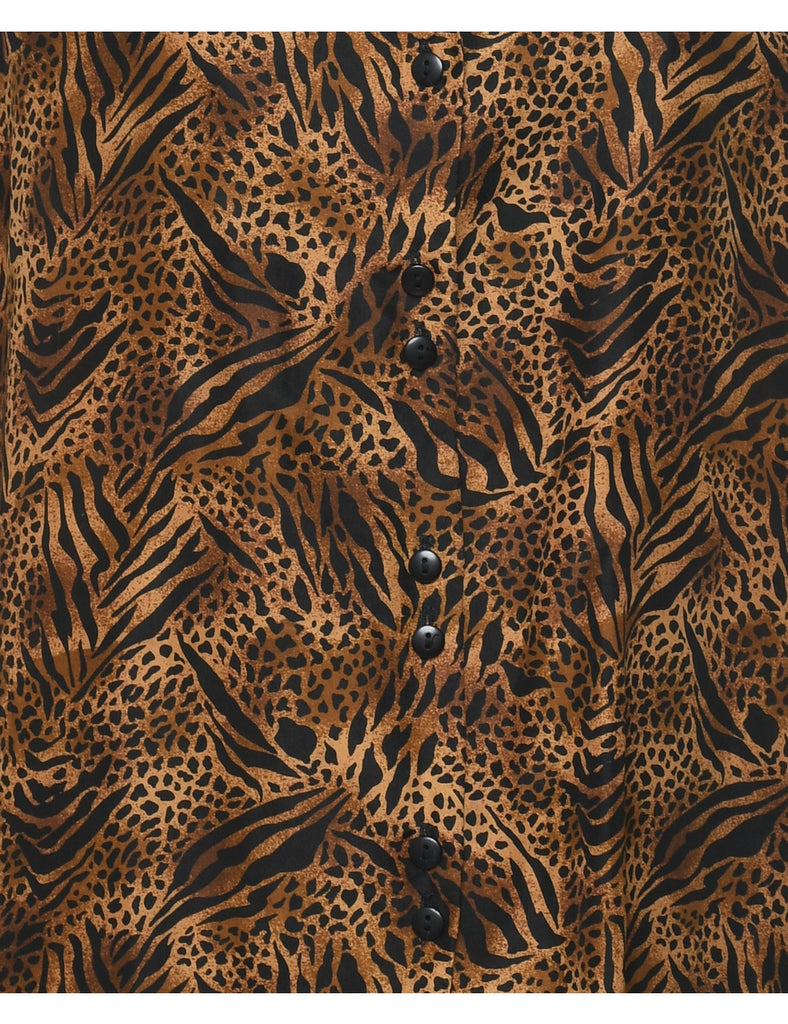 Animal Print Silk Blouse - M