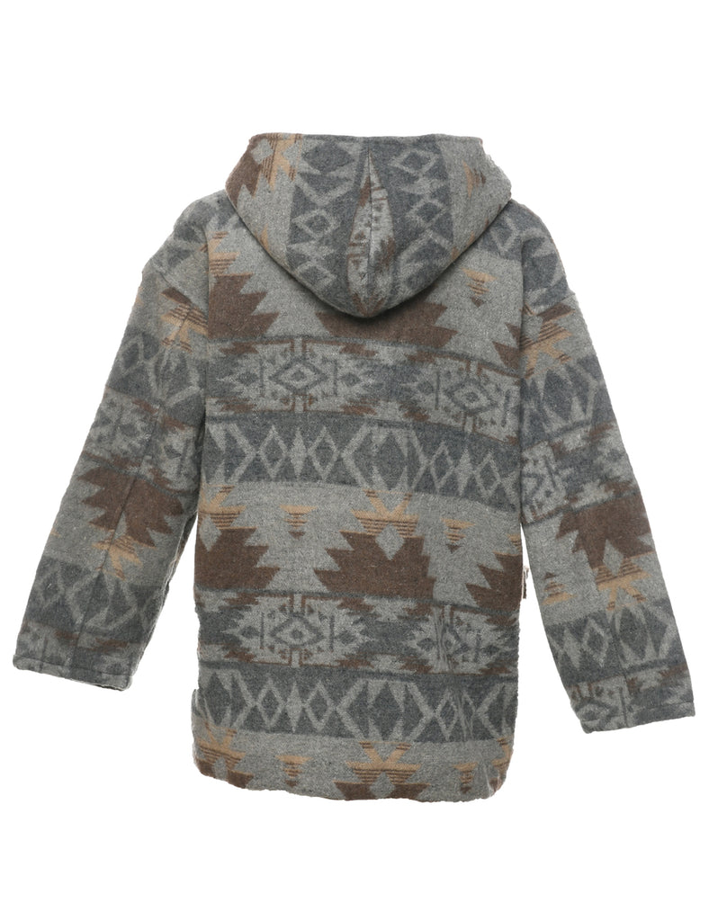 Aztec Print Duffle Coat - L