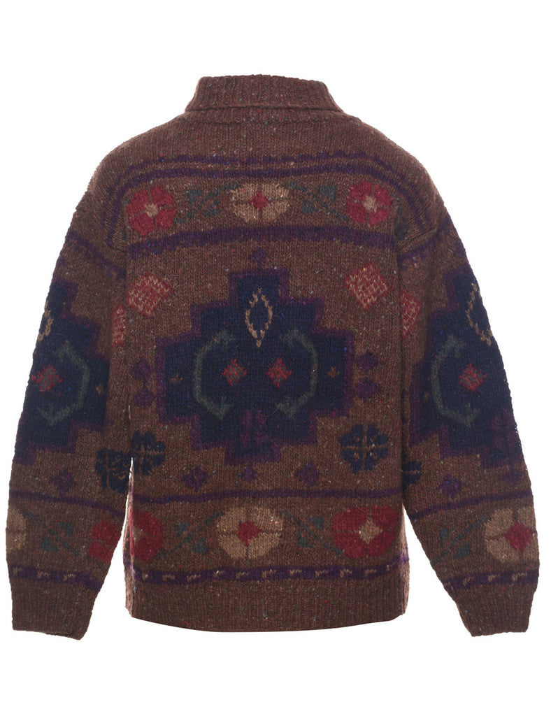 Aztec Print Turtleneck Jumper - L