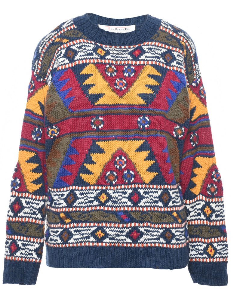 Aztec Print Vintage Jumper - M