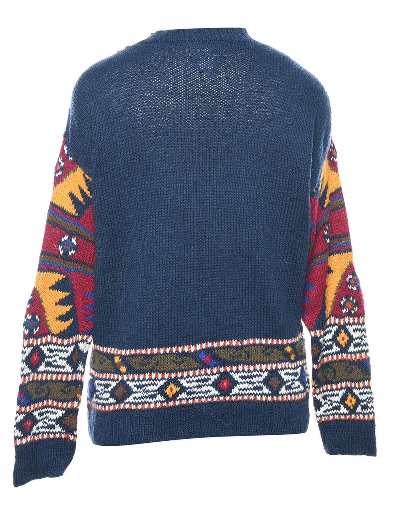 Aztec Print Vintage Jumper - M