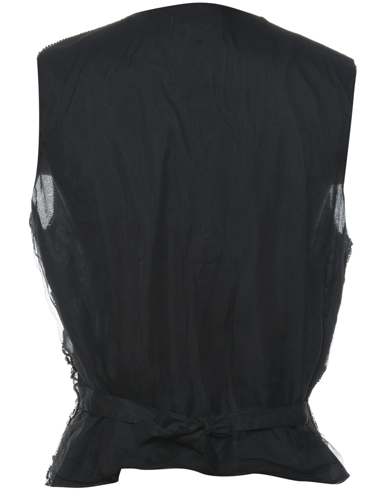 Beaded Black 1990s Waistcoat - L