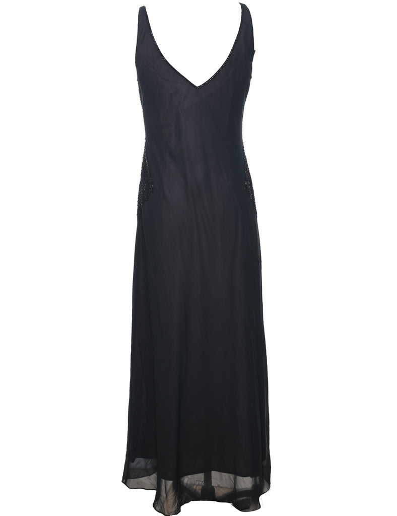 Beaded Black Evening Dress - L