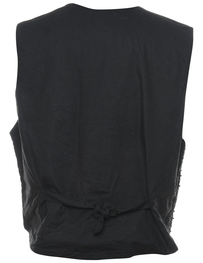 Beaded Black Waistcoat - L