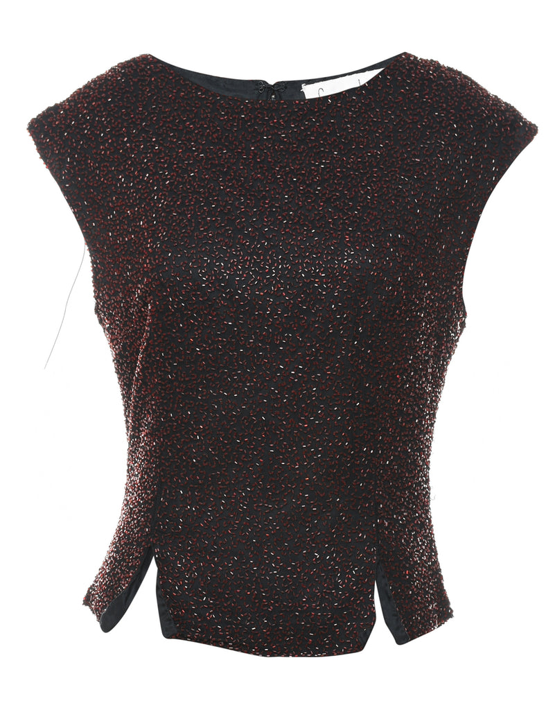 Beaded Silk Party Top - S