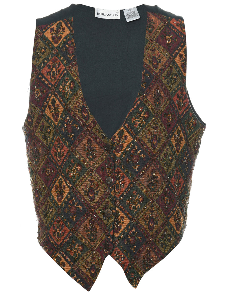 Beaded Tapestry Waistcoat - M