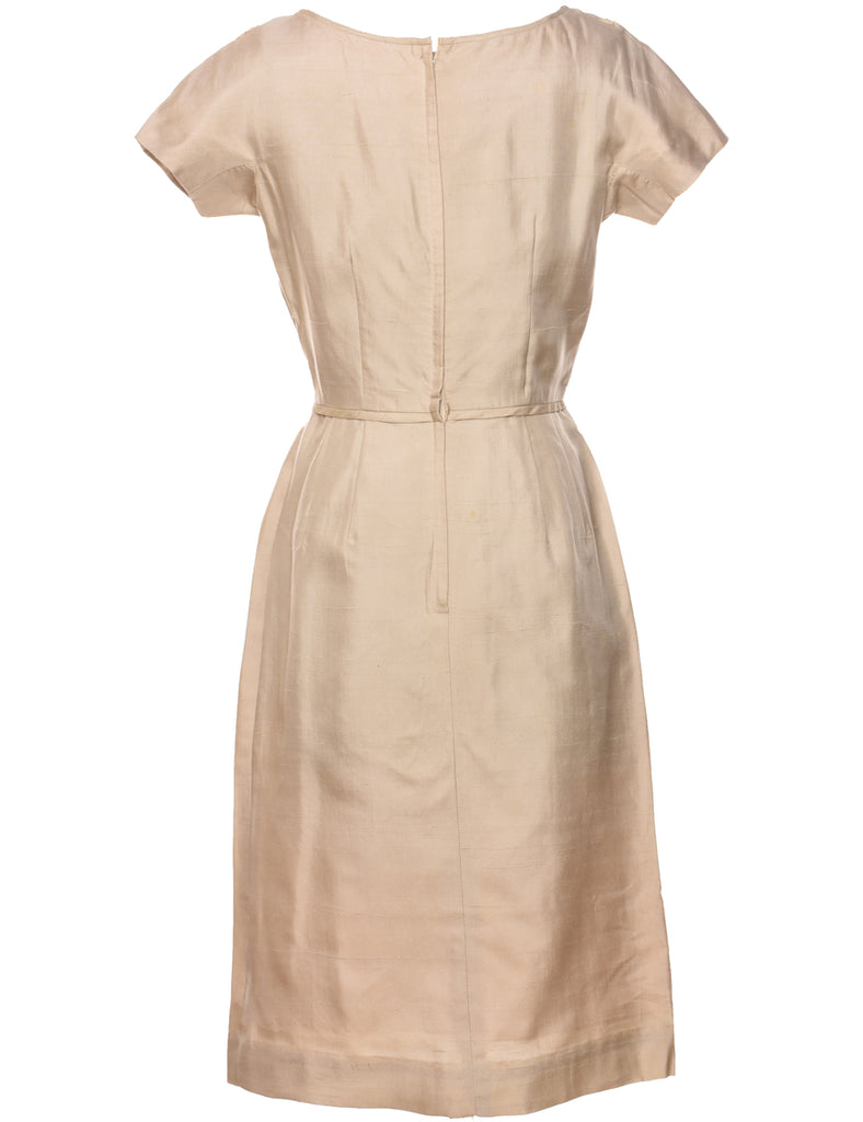 Beige Metallic 1950s Dress - M