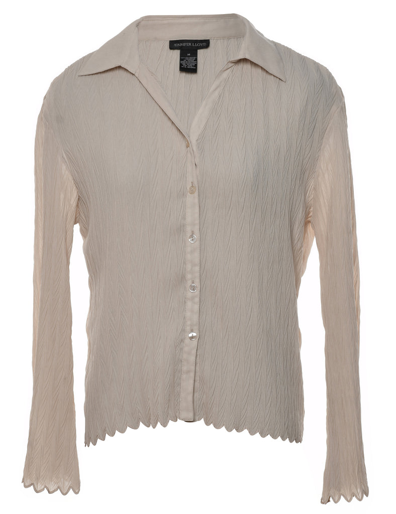 Beige Smocked Shirt - M