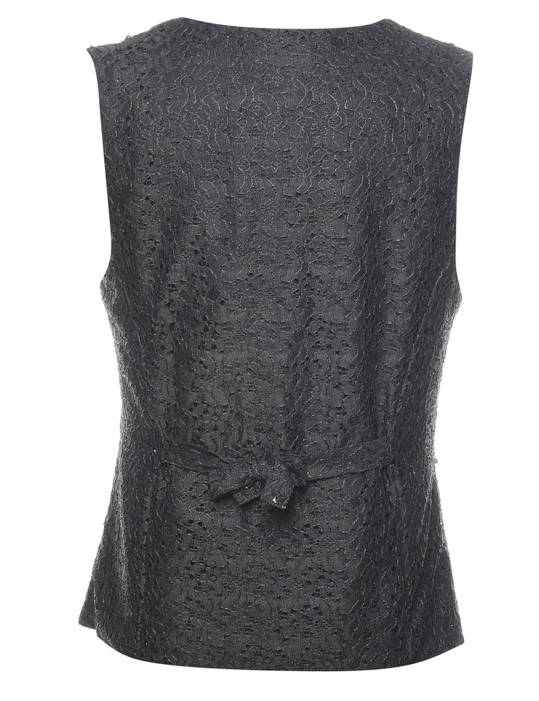 Black 1990s Beaded Lace Waistcoat - S