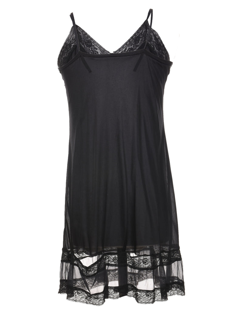 Black 1990s Lace Slip Dress - S