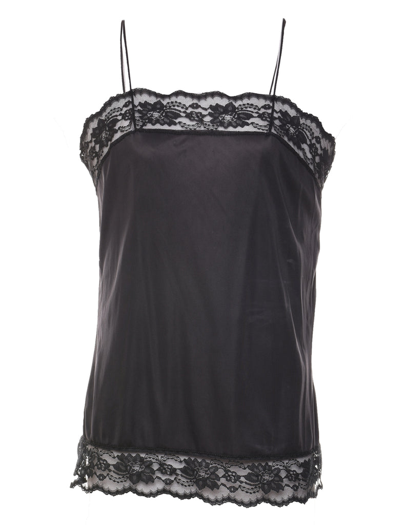 Black 1990s Lace Trim Camisole - S